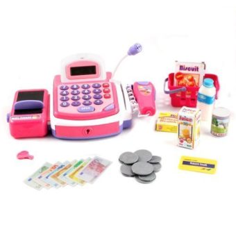 Pretend-Play-Electronic-Cash-Register-Toy-Realistic-Actions-Sounds-Pink-Color-Pink-Model-Toys-Play-0