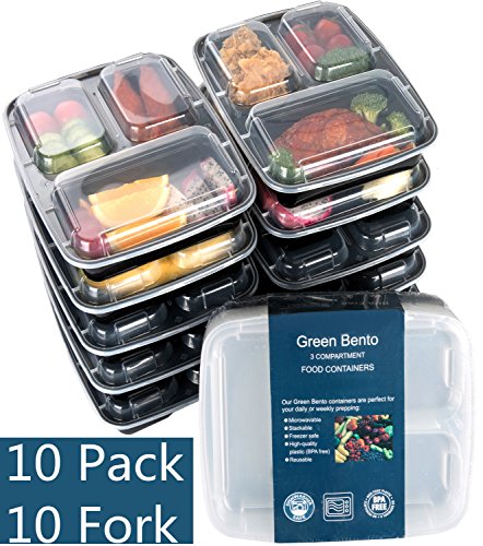 Meal Prep Containers for Food Storage Divided 3 Compartment with Lids,Portion... 