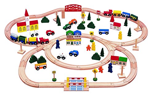 Wooden Train Track 8 Way Turn Table 100% Compatible with All Major Brands Including Thomas Wooden Railway System Revolving Center Track Piece