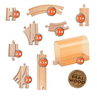 56-Piece-Wooden-Train-Track-Expansion-Pack-with-Tunnel-Compatible-Thomas-Wooden-Railway-Brio-Chuggington-Melissa-Doug-Imaginarium-Set-by-Orbrium-Toys-0-2