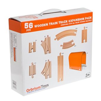 56-Piece-Wooden-Train-Track-Expansion-Pack-with-Tunnel-Compatible-Thomas-Wooden-Railway-Brio-Chuggington-Melissa-Doug-Imaginarium-Set-by-Orbrium-Toys-0-3