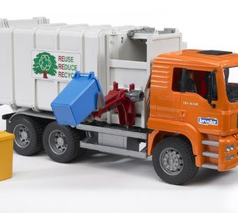 Bruder-Toys-Man-Side-Loading-Garbage-Truck-Orange-0-0