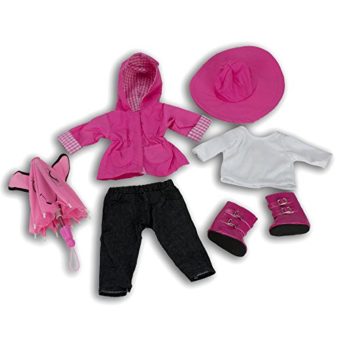 Doll-Clothes-for-American-Girl-Dolls-6-Piece-Rain-Outfit-Includes-Rain-Jacket-Umbrella-Boots-Hat-Pants-and-Shirt-0-0