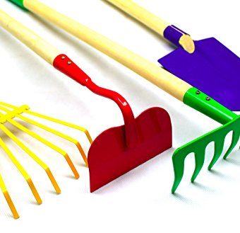 G-F-10018-JustForKids-Kids-Garden-Tools-Set-Rake-Spade-Hoe-and-Leaf-Rake-4-Piece-0-0