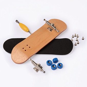 Maple-Complete-Wooden-Fingerboard-Metal-Nuts-Trucks-Basic-Bearing-Blue-Wheel-by-SDIT-TOYS-0-2