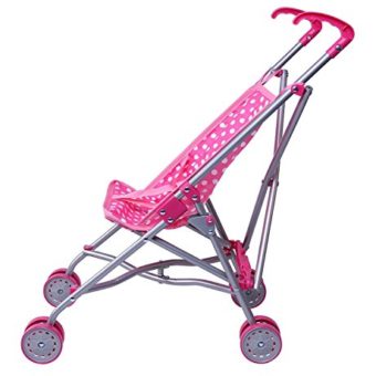 Precious-Toys-Pink-and-White-Polka-Dots-Umbrella-Doll-Stroller-with-Hot-Pink-Handles-and-Silver-Frame-0128B-0-0