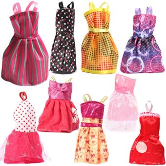 Rainbow-Handmade-Dresses-for-Barbie-Doll-Pack-of-9-0-2