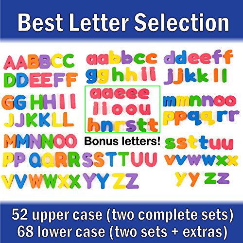 Roscoe Learning 120 Magnetic Letters Premium Foam ABC Magnets in Storage Co...