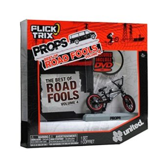Spinmaster-Flick-Trix-Fingerbike-Real-Bikes-Unreal-Tricks-BMX-Bicycle-Miniature-Set-Black-Color-UNITED-Bike-with-Display-Base-and-DVD-Props-The-Best-of-Road-Fools-Volume-4-0
