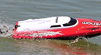 UDI001-Venom-Remote-Control-Boat-for-Pools-Lakes-and-Outdoor-Adventure-24GHz-High-Speed-Electric-RC-includes-BONUS-BATTERY-Doubles-Racing-Time-Exclusive-Red-Color-0-0