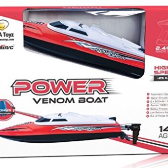 UDI001-Venom-Remote-Control-Boat-for-Pools-Lakes-and-Outdoor-Adventure-24GHz-High-Speed-Electric-RC-includes-BONUS-BATTERY-Doubles-Racing-Time-Exclusive-Red-Color-0-1