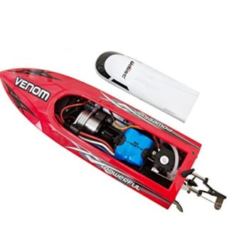 UDI001-Venom-Remote-Control-Boat-for-Pools-Lakes-and-Outdoor-Adventure-24GHz-High-Speed-Electric-RC-includes-BONUS-BATTERY-Doubles-Racing-Time-Exclusive-Red-Color-0-3