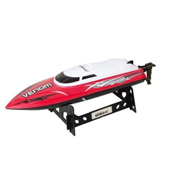 UDI001-Venom-Remote-Control-Boat-for-Pools-Lakes-and-Outdoor-Adventure-24GHz-High-Speed-Electric-RC-includes-BONUS-BATTERY-Doubles-Racing-Time-Exclusive-Red-Color-0