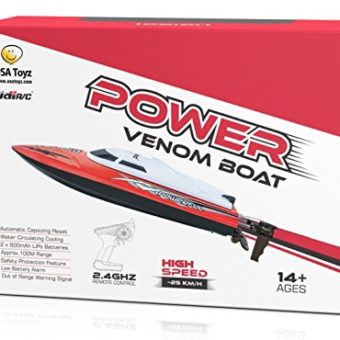 UDI001-Venom-Remote-Control-Boat-for-Pools-Lakes-and-Outdoor-Adventure-24GHz-High-Speed-Electric-RC-includes-BONUS-BATTERY-Doubles-Racing-Time-Exclusive-Red-Color-0-4
