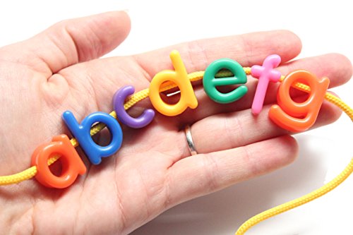 Lowercase Alphabet Lacing Beads Busy Bag - Perfect Fine Motor Learning Activity for Toddlers and Preschoolers. Sort by Shape and Color, Large Beads - Image 2