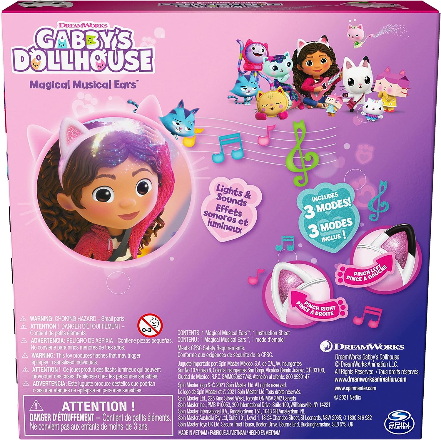 Gabbys Dollhouse, Magical Musical Cat Ears with Lights, Music, Sounds and Phrases, Kids Toys for Ages 3 and up